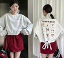 バックプリント 長袖 トップス カットソー トレーナー グレー ネイビー ショート丈 短い 短め ダンス 衣装 ヒップホップ HIPHOP レディース ガールズ...