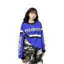 ユニフォーム風 ロゴ 長袖 トップス カットソー Tシャツ ホワイト ブルー 長め ダンス 衣装 ヒップホップ HIPHOP レディース ガールズ ストリート ...