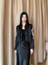 チャイナ服 トップス カットソー シャツ ブラウス ショート丈 長袖 ゆったり 刺繍 鶴 ブラック 赤 ボタン ダンス 衣装 ヒップホップ HIPHOP レディース ガールズ ストリート 奇抜 派手 レトロ