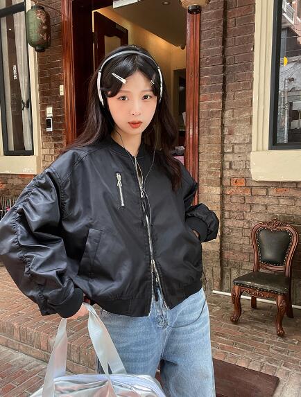 スタジャン　ベースボールジャケット ショート丈　韓国系ファッション　韓国　ジャケット　ブルゾン　ジャンパー　レディース　ダンス衣装　ダンス　発表会　文化祭　イベント　個性的　奇抜　ストリート　HIPHOP　アウター(4.0)