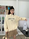 ハーフジップ トレーナー 刺繍 ロゴ ジップアップ 長袖 スウェット トップス カットソー 大きいサイズ ビッグ ゆったり ダンス 衣装 ヒップホップ HIPHOP レディース ガールズ ストリート 韓国 おしゃれ 奇抜 派手 個性的