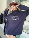 ハーフジップ トレーナー ロゴ ジップアップ 長袖 スウェット トップス カットソー 大きいサイズ ビッグ ゆったり ダンス 衣装 ヒップホップ HIPHOP レディース ガールズ ストリート 韓国 おしゃれ 奇抜 派手 個性的