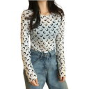 「黒のみ即納」月柄 3色 シースルー トップス 長袖 カットソー 薄手 透け感 Tシャツ インナー 重ね着 ダンス 衣装 ヒップホップ HIPHOP レディース...