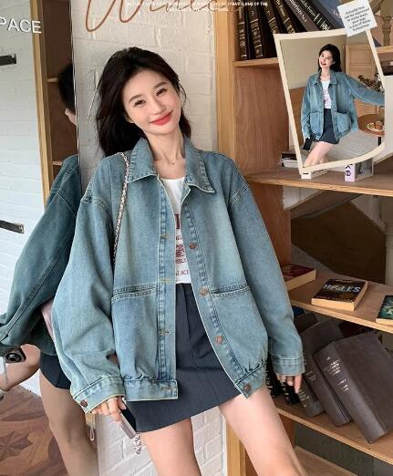 樂天商城 - ビッグポケット　ジージャン　デニムジャケット　アウター　長袖　 ビッグシルエット ゆめかわいい　 奇抜 　派手 　トップス 　ダンス衣装　 韓国ファッション 大きいサイズ 個性的 服 原宿系　オーバーサイズ 　レディース きれいめ