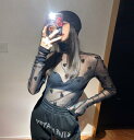 ハート柄 シースルー トップス カットソー 長袖 透け感 Tシャツ インナー 薄手 セクシー ダンス 衣装 ヒップホップ HIPHOP レディース ガールズ ス...