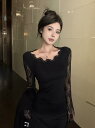 レース 肌見せ シースルー トップス カットソー 長袖 透け感 Tシャツ インナー 薄手 セクシー レディース ガールズ ストリート 個性的 奇抜 派手 韓国 ...