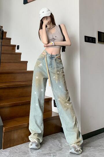樂天商城 - ウエストデザイン　ジーンズ　ジーパン 　パンツ　ズボン　ボトムス　ポケット　デニム　ダンス　衣装　ヒップホップ　HIPHOP　レディース　ガールズ　ストリート　大きいサイズ　かっこいい　個性的　韓国ファッション