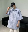 ジップアップ ブラウス 半袖 シャツ トップス カットソー 前開き ボタン 大きいサイズ ビッグ ダンス 衣装 ヒップホップ HIPHOP レディース メンズ ...