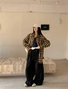 チェック柄 バックプリント ブラウス 長袖 シャツ トップス カットソー 前開き ボタン 大きいサイズ ビッグ ダンス 衣装 ヒップホップ HIPHOP レディース ガールズ ストリート 奇抜 個性的 韓国 派手