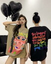 プリント 半袖 トップス カットソー Tシャツ ダンス 衣装 ヒップホップ HIPHOP レディース ガールズ ストリート 個性的 奇抜 韓国 おしゃれ 可愛い