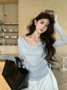トップス カットソー 長袖 Tシャツ インナー 薄手 レディース ガールズ ストリート 個性的 奇抜 派手 韓国 おしゃれ セクシー