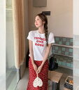ロゴ 半袖 トップス カットソー Tシャツ レディース ガールズ ストリート 個性的 奇抜 韓国 かわいい