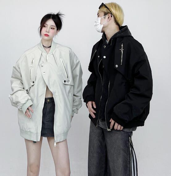 樂天商城 - スタジャン　ベースボールジャケット　韓国系ファッション　韓国　ジャケット　ブルゾン　ジャンパー　レディース　メンズ　ガールズ　ダンス衣装　ダンス　発表会　文化祭　イベント　個性的　奇抜　ストリート　HIPHOP　アウター
