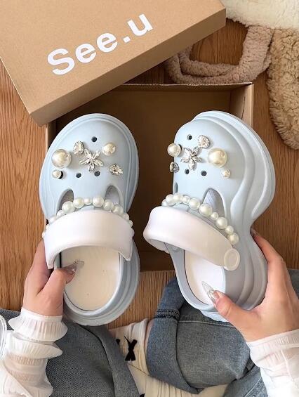 乐天商城 - パール　厚底サンダル かわいい 靴 くつ サンダル 女性 歩きやすい 通気性 履きやすい 軽い サンダル 快適 厚底