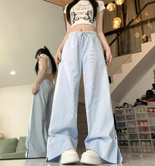 樂天商城 - パンツ　ズボン　ボトムス　スウェット ロング　ワイド　太い　太め　大きいサイズ　ビッグ　ゆったり　ハイウエスト　ポケット　ダンス　衣装　ヒップホップ　HIPHOP　レディース　ガールズ　個性的　奇抜　韓国ファッション
