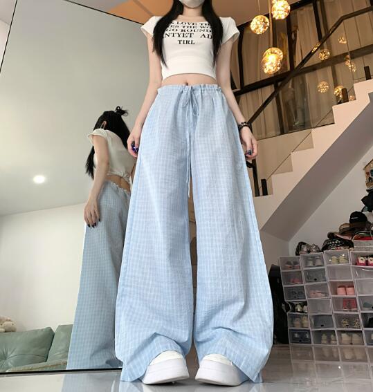 乐天商城 - チェック柄　パンツ　ズボン　ボトムス　スウェット ロング　ワイド　太い　太め　大きいサイズ　ビッグ　ゆったり　ポケット　ダンス　衣装　ヒップホップ　HIPHOP　レディース　ガールズ　個性的　奇抜　韓国ファッション