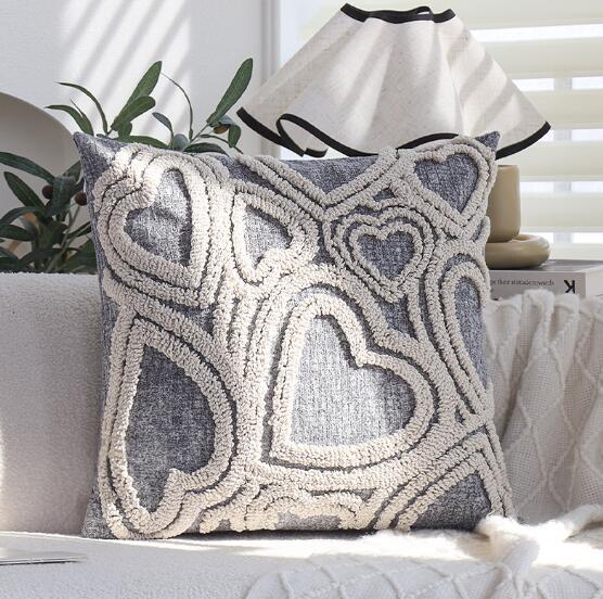 ハート柄　モチーフ　クッションカバー　45cm×45cm　北欧　おしゃれ　可愛い　洗える　四角　正方形　..