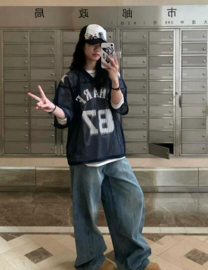 ユニフォーム風 メッシュ ロゴ ナンバー 半袖 トップス カットソー tシャツ ベースボール スポーツ ダンス 衣装 ヒップホップ HIPHOP レディース メンズ ガールズ ストリート スケーター