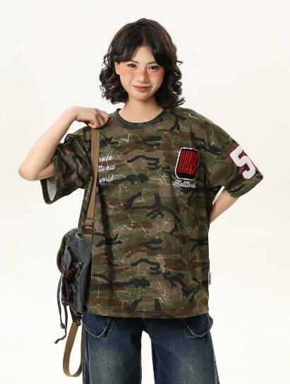 刺繍 メッシュ ロゴ 迷彩 ミリタリー 半袖 トップス カットソー tシャツ ベースボール スポーツ ダンス 衣装 ヒップホップ HIPHOP レディース メンズ ガールズ ストリート スケーター