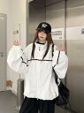 「S/M/Lサイズ展開」バイカラー ライン ブルゾン ジャンパー スタジャン スカジャン ジャケット アウター ビッグシルエット オーバーサイズ レディース ガールズ 大きいサイズ ゆったり 薄手 韓国ファッション ストリート系 大人かわいい