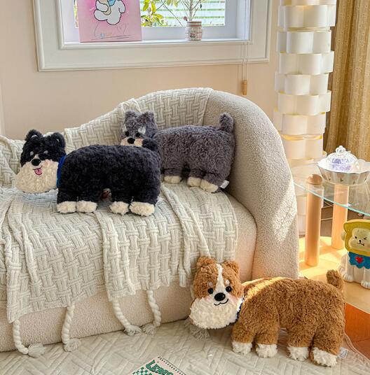 乐天商城 - クッション 犬 ドッグ 50cm カラフル 韓国 北欧 おしゃれ 可愛い シンプル ナチュラル ソファー 綿 椅子 ボリューム 大きい 大きめ 雑貨 インテリア ふわふわ もこもこ 低反発