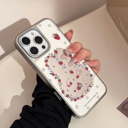 乐天商城 - 【INSで大人気】iPhone17 16 15 14 13ケース iPhoneケース おしゃれ スマホ 携帯 ケース カバー ミラー うさぎ イチゴ 可愛い 軽量