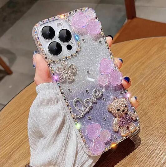 乐天商城 - 【INSで大人気】iPhone17 16 15 14 13 12ケース iPhoneケース おしゃれ スマホ 携帯 ケース カバー くま 花柄 ビジュー キラキラ 可愛い 軽量