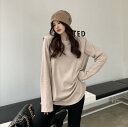 全3色 Tシャツ 長袖 厚手 切り替え 体型カバー 着痩せ 無地 ファッション シンプル トップス カットソー