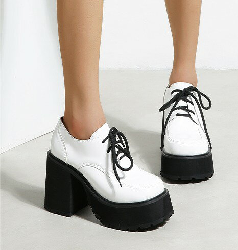 全2色 スリッポン ローファー モカシン 太いヒール 厚底 切り替え sweet系 原宿系ファッション 韓国風 ..