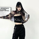 Tシャツ カットソー 長袖 2点セット 切り替え バイカラー 配色 体型カバー カモフラ 迷彩 ミリタリー 原宿系ファッション 韓国風 ダンス衣装 POP カワ...