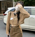 全2色 Tシャツ 長袖 ショート丈 透け編み 日焼け止め 紫外線防止 体型カバー 着痩せ カットソー 無地 シンプル ファッション トップス カットソー