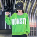 全3色 トレーナー 長袖 切り替え バイカラー 配色 体型カバー LOGO ロゴ 英字 大きいサイズあり HIPHOP ヒップホップ 原宿系ファッション 韓国風...