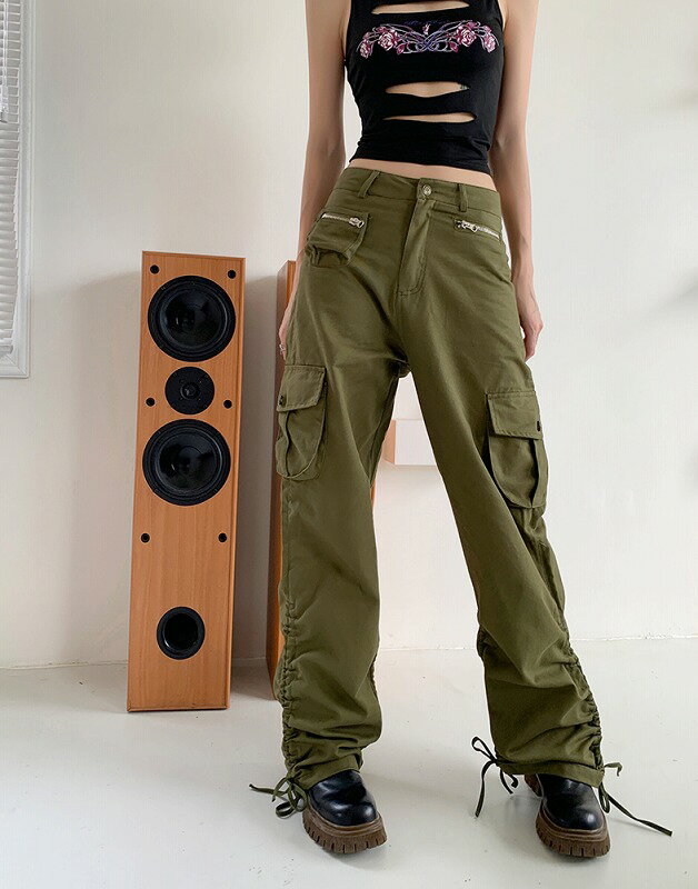 パンツ ズボン ギャザー シャーリング シワ 切り替え スリム デニム 無地 大きいサイズあり 原宿系ファ..