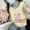 全4色 Tシャツ カットソー ノースリーブ 袖なし ショート丈 切り替え バイカラー 配色 スリム 着痩せ シンプル カジュアル トップス カットソー