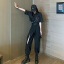 ブラウス シャツ ショート丈 切り替え 体型カバー 無地 原宿系ファッション 韓国風ダンス 衣装 ヒップホップ HIPHOP 個性 奇抜 かわいい 青文字系 トップス レディース 女