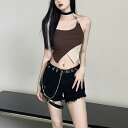 タンクトップ ショート丈 切り替え バイカラー 配色 スリム 原宿系ファッション 韓国風ダンス 衣装 ヒップホップ HIPHOP 個性 奇抜 かわいい 青文字系...