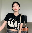 全2色 Tシャツ カットソー 五分 七分 半袖 ショート丈 切り替え 体型カバー カットソー 原宿系ファッション 韓国風 ダンス 衣装 ダンサー ヒップホップ ...