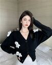 カーディガン ボレロ ショート丈 長袖 体型カバー 着痩せ カットソー フラワー 花 ファッション sweet系 トップス カットソー