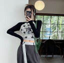 星柄 Tシャツ カットソー 長袖 ショート丈 切り替え バイカラー 配色 スリム 原宿系ファッション 韓国風ダンス 衣装 ヒップホップ HIPHOP 個性 奇抜...