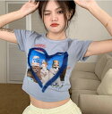 全3色 Tシャツ カットソー 五分 七分 半袖 ショート丈 切り替え 体型カバー バイカラー 配色 原宿系ファッション 韓国風 ダンス 衣装 ダンサー ヒップホ...