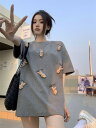 Tシャツ カットソー 五分 七分 半袖 切り替え バイカラー 配色 体型カバー ラウンドネック 丸首 丸襟 原宿系ファッション 韓国風 ダンス 衣装 ダンサー ...