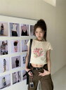 Tシャツ カットソー 五分 七分 半袖 日焼け止め 紫外線防止 ショート丈 プリント スリム 着痩せ シンプル ファッション トップス カットソー レディース ...