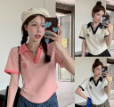 全5色 Tシャツ カットソー 五分 七分 半袖 ショート丈 切り替え 体型カバー 着痩せ バイカラー 配色 【大きいサイズあり】 カジュアル トップス カットソ...