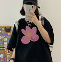 全2色 Tシャツ カットソー 五分 七分 半袖 プリント 切り替え 体型カバー 大きいサイズあり 原宿系ファッション 韓国風 ダンス 衣装 ダンサー ヒップホッ...