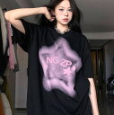 Tシャツ カットソー 五分 七分 半袖 バイカラー 配色 切り替え 体型カバー ヴィンテージ風 レトロ調 大きいサイズあり 原宿系ファッション 韓国風 ダンス ...