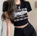 Tシャツ カットソー 五分 七分 半袖 ショート丈 切り替え スリム 大きいサイズあり 原宿系ファッション 韓国風 ダンス 衣装 ダンサー ヒップホップ HIP...
