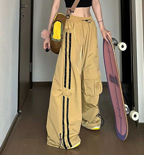 樂天商城 - パンツ ズボン 切り替え バイカラー 配色 体型カバー ハイウエスト ヴィンテージ風 レトロ調 原宿系ファッション 韓国風 ダンス 衣装 ダンサー ヒップホップ HIPHOP 個性 奇抜 かわいい 青文字系 ボトムス レディース 女