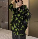 ブラウス シャツ 長袖 切り替え バイカラー 配色 体型カバー 原宿系ファッション 韓国風 ダンス 衣装 ダンサー ヒップホップ HIPHOP 個性 奇抜 かわいい 青文字系 トップス レディース 女