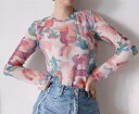 シースルー カラフル トップス カットソー 長袖 透け感 Tシャツ インナー 薄手 ダンス 衣装 ヒップホップ HIPHOP レディース ガールズ ストリート ...