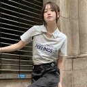 ポロシャツ 半袖 トップス カットソー Tシャツ ロゴ プリント グレー 襟 ダンス 衣装 ヒップホップ HIPHOP レディース ガールズ ストリート 個性的...